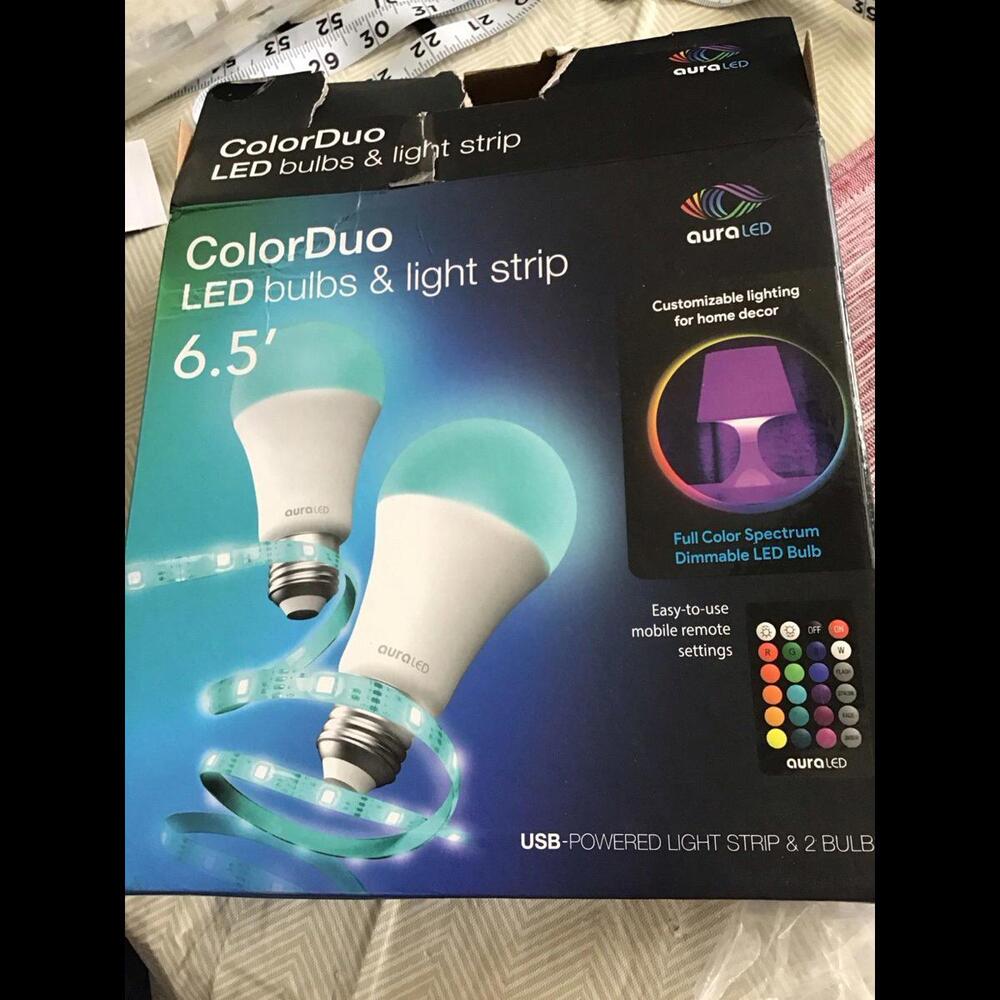 Aura led color duo bulbs and light strip, new, jcpenny, remote control